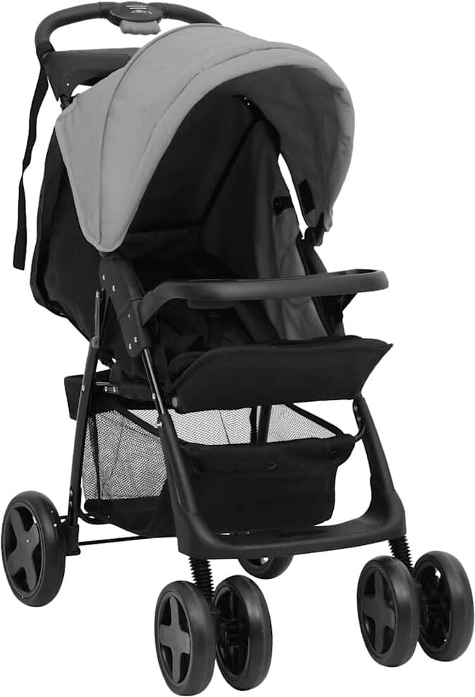 vidaXL Poussette pour bébé 2-en-1 Gris clair et noir Acier