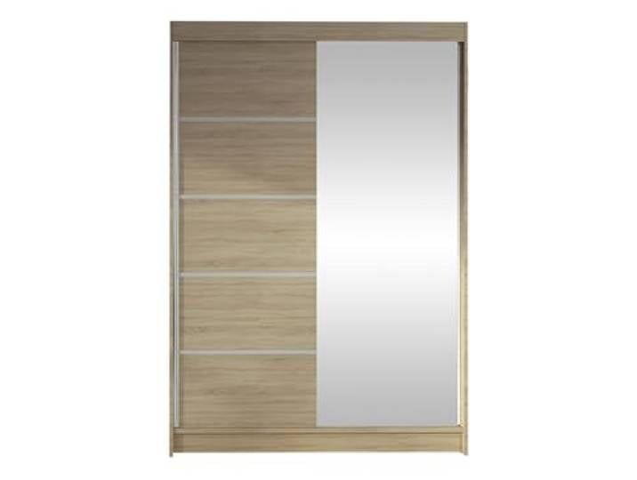 Mirjan24 Kleiderschrank Lino III, Frontspiegel, Schlafzimmerschrank, Garderobenschrank, Dielenschrank, Schiebetürenschrank, Flurschrank (Sonoma Eiche/Sonoma Eiche + Spiegel, ohne Beleuchtung)