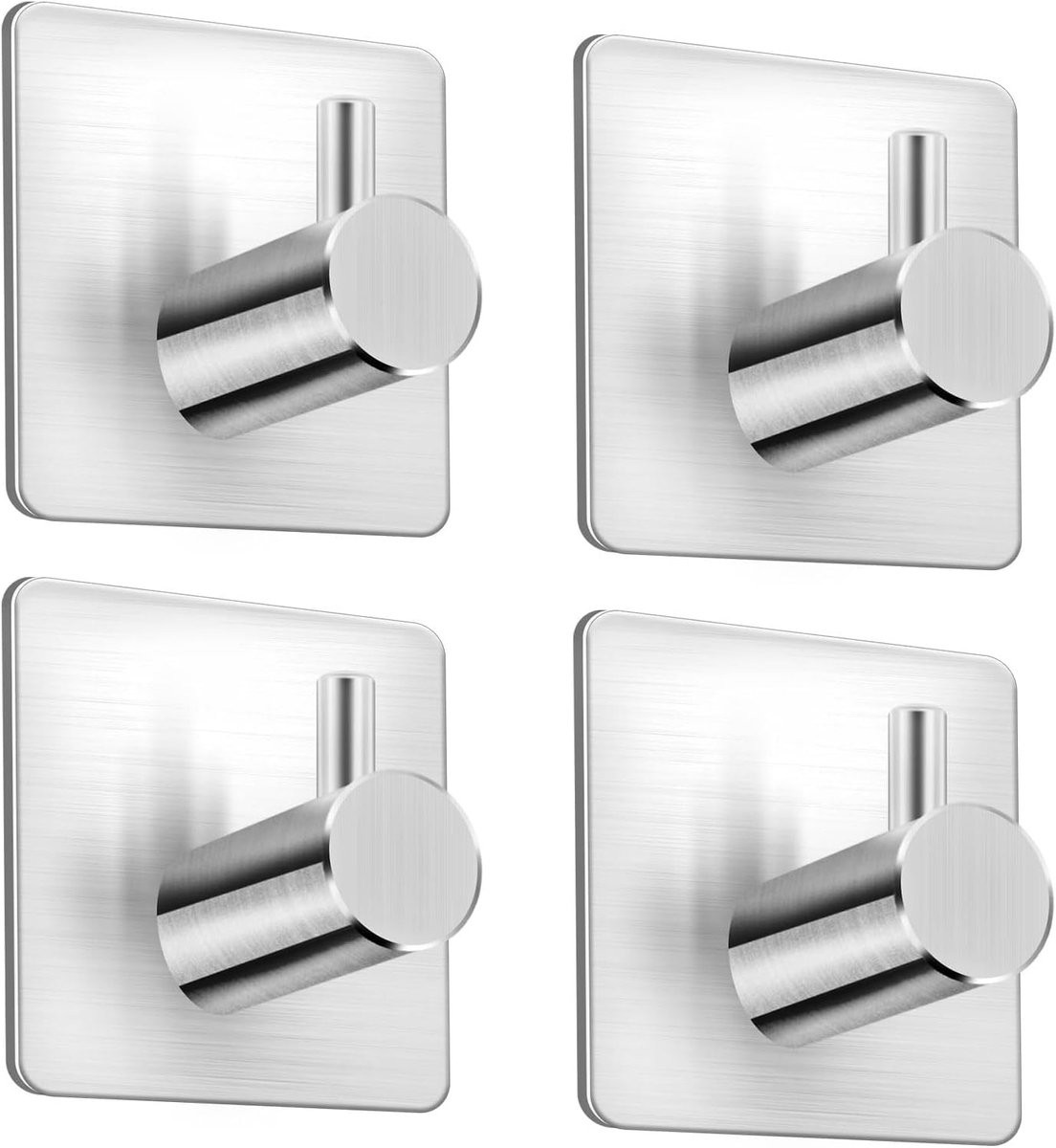 Set van 4 zelfklevende handdoekhaakjes van RVS voor badkamer en keuken