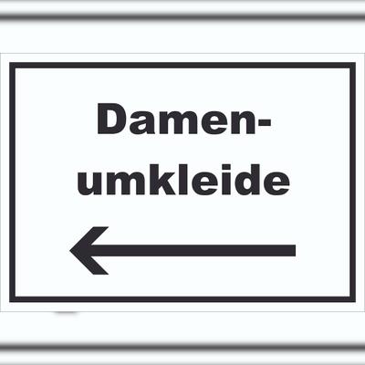 HB-Druck Damenumkleide Schild mit Text und Richtungspfeil links waagerecht A0 (841x1189mm)