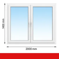 DRUTEX Iglo 5 Kunststofffenster 200x140 cm – 2-flügelig, Dreh-Kipp, Weiß, 2-fach Verglasung