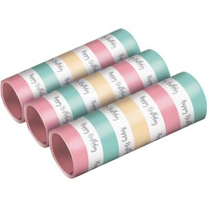 Amscan Luftschlangen 9903734 Happy Birthday, pastell, 4m, 3 Stück