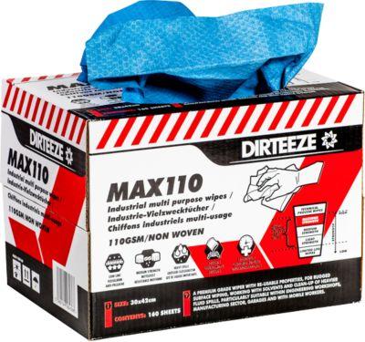 Industrie-Vliestücher MAX110, 100 g/m², ultrasaugfähig, zug- u. abriebfest, L 300 x B 420 mm, 160 St.