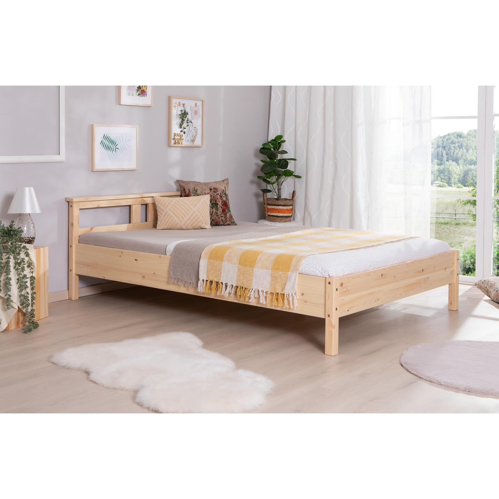 TiCAA Einzelbett und Doppelbett "Merci" Kiefer Natur