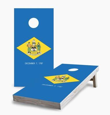 Skip's Garage Delaware State Flag Cornhole Boards