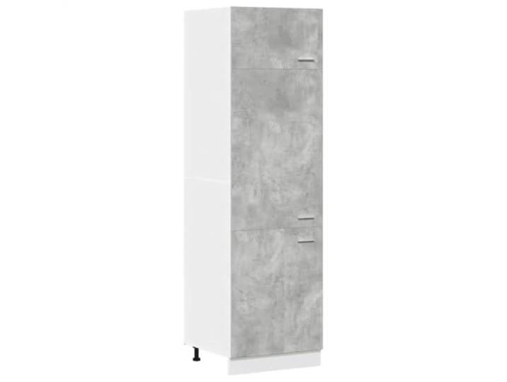 Helloshop26 Kühlschrank, großer Stauraum, 60 x 57 x 207 cm, aus Holz, Betongrau, 02_0050766