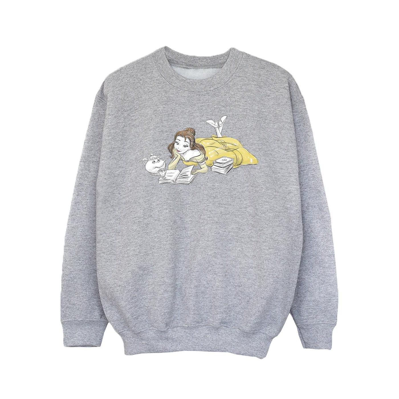Disney Meisjes Beauty And The Beast Belle Leest Sweatshirt (Sportgrijs)