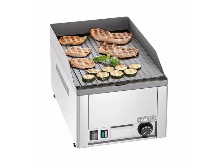 Bartscher Elektro-Griddlepatte 320, Guss, gerillt – Gastro Grill/Griddleplatte – schwarz