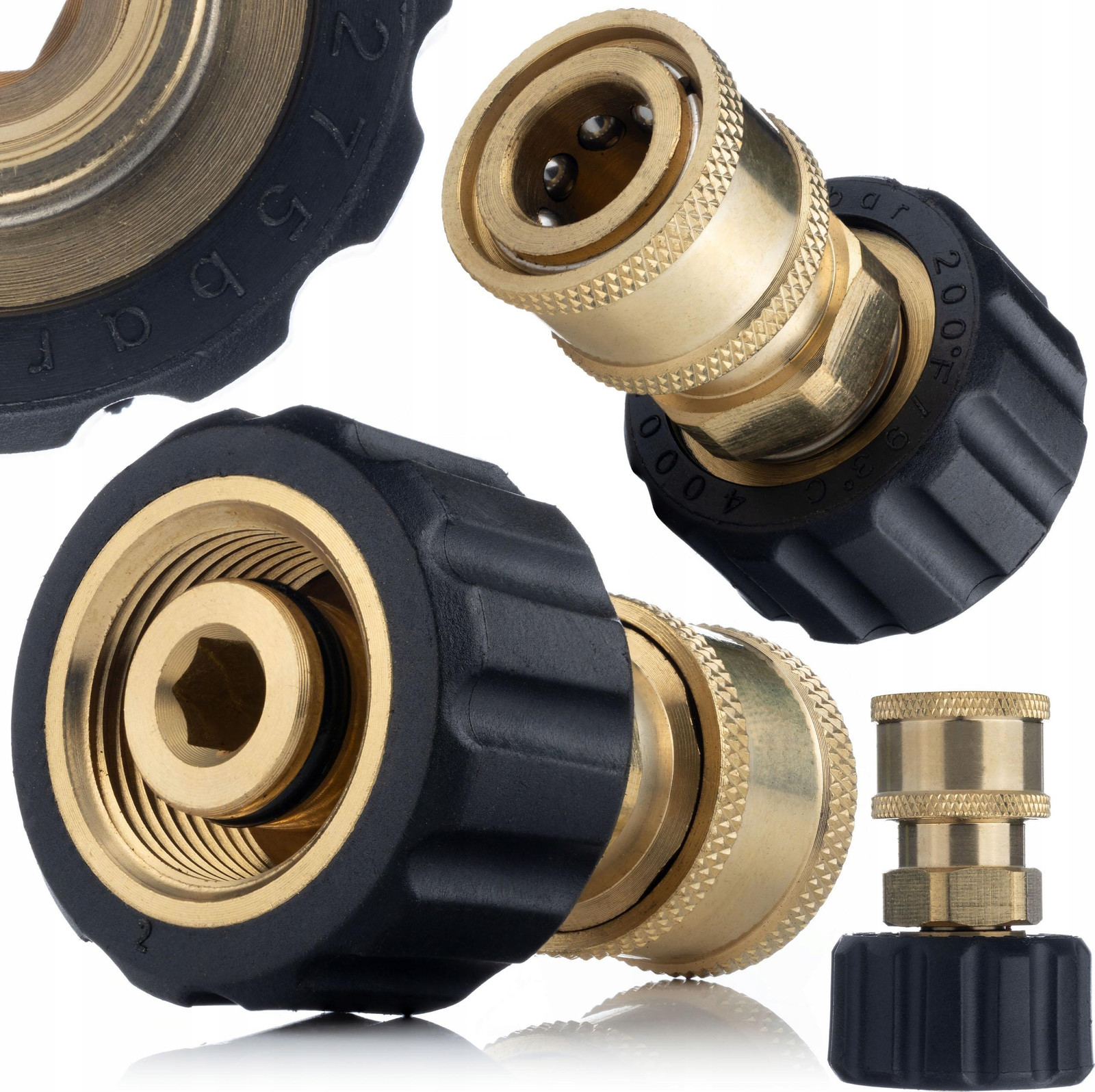 ROSFIX Adapter M22 Inwendig naar 3/8 inch Snelkoppeling Spuitmond – Messing, As 14 mm, Compatibel met Kärcher Hogedrukreiniger