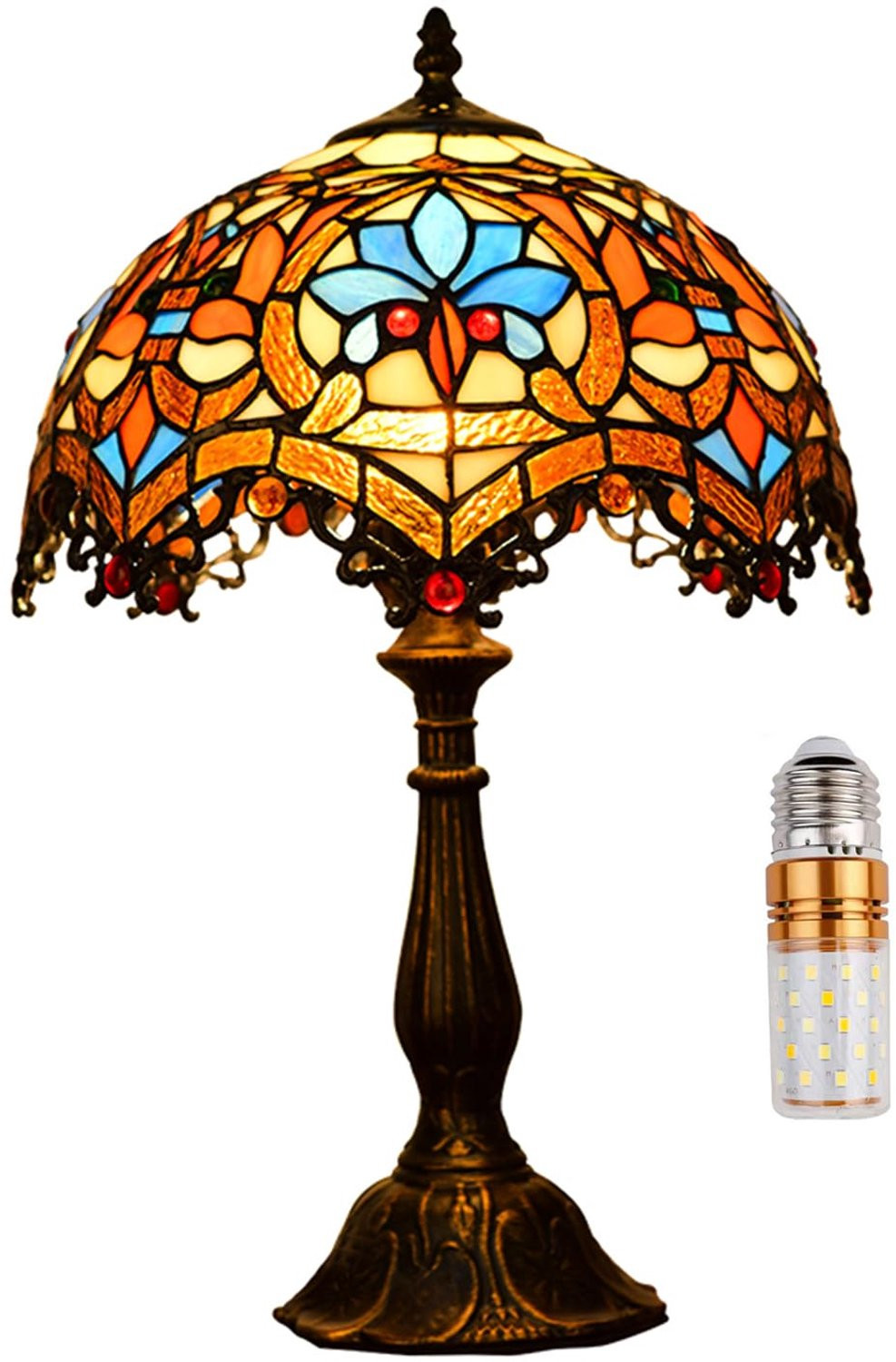 Tiffany-stijl Tafellamp met gebrandschilderd glas, 48 cm
