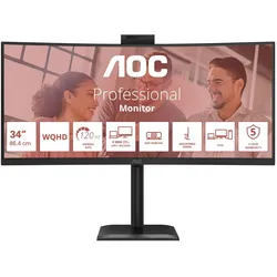AOC E4 CU34E4CW Computerbildschirm 86,4 cm (34") 3440 x 1440 Pixel UltraWide Quad HD LED Schwarz