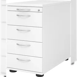 bümö Schreibtisch Schrank abschließbar, Schubladenschrank Holz in weiß, Container mit Schubladen - Schubladen Schrank Büro, Schreibtisch Container