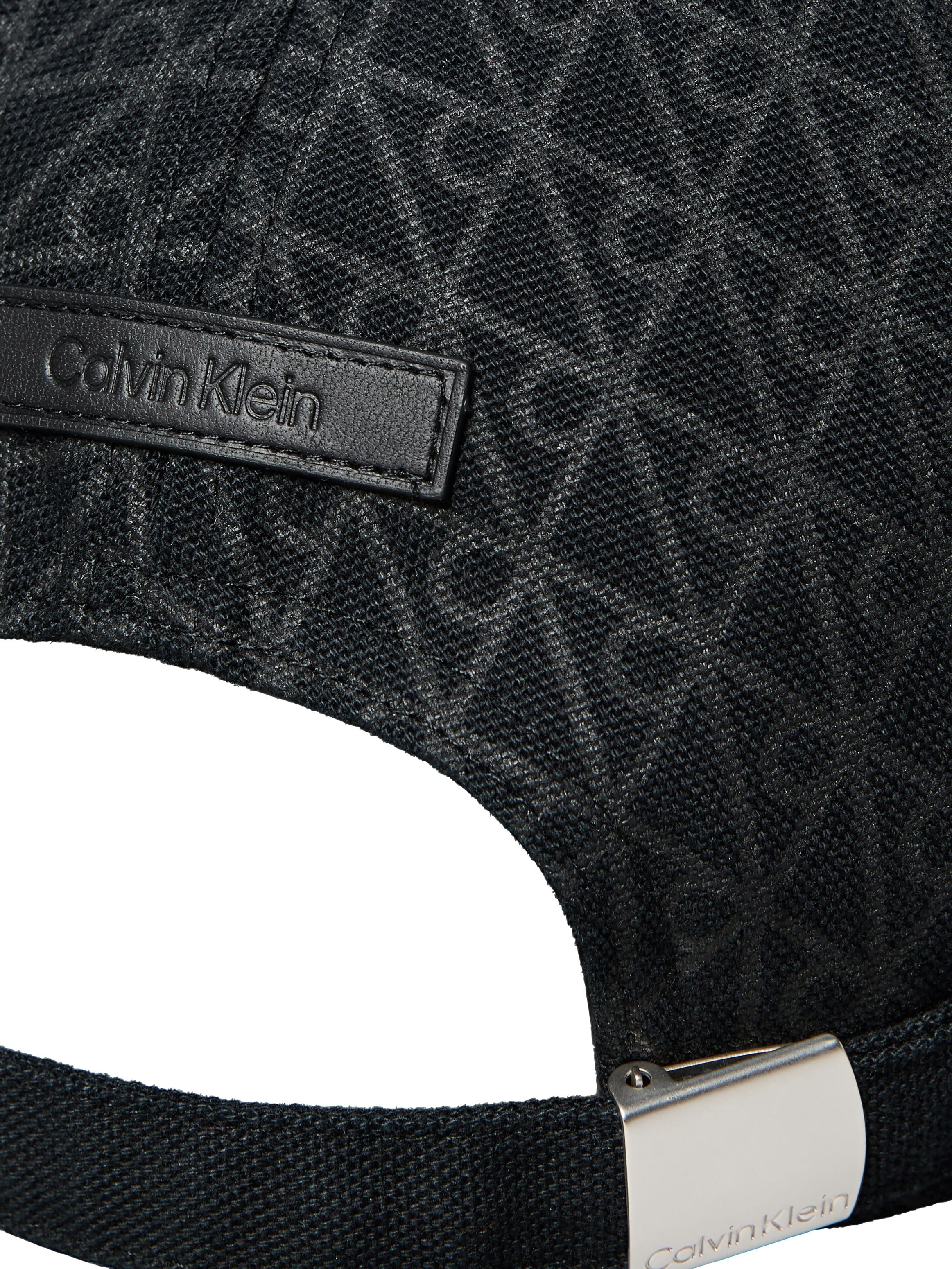 Baseball Cap CALVIN KLEIN JEANS "EMBLEM PRINT w LEATHER PATCH CAP", Damen, schwarz, Web, Baumwolle, unifarben, Caps Baseball Cap, Regular fit und größenverstellbar