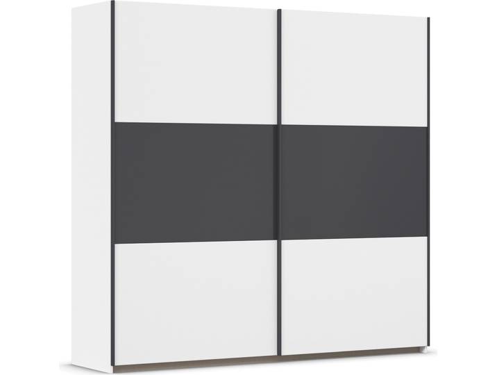 Schwebetürenschrank RAUCH Kleiderschrank Schrank Garderobe Garderobenschrank Wäscheschrank NEO , weiß (alpinweiß, graumetallic), B:218cm H:210cm T:59cm, Holzwerkstoff, Schränke, Schwebetürenschrank, mit großzügigem Stauraum und vielfältigen Farbkombinationen