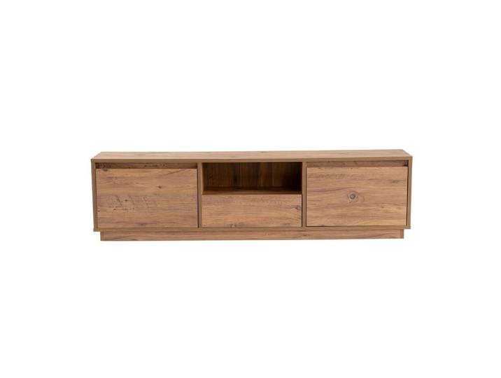 Meuble tv 160 cm 3 portes 1 niche - décor pin