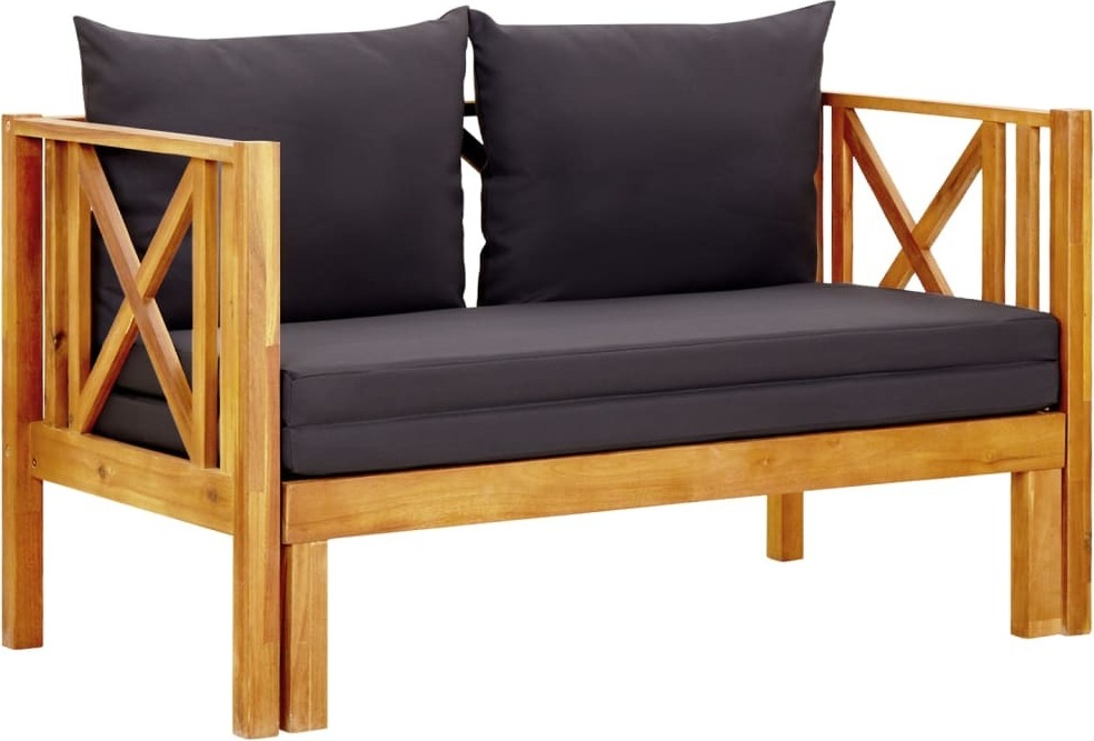 2-Sitzer-Gartenbank mit Kissen 122 cm Massivholz Akazie