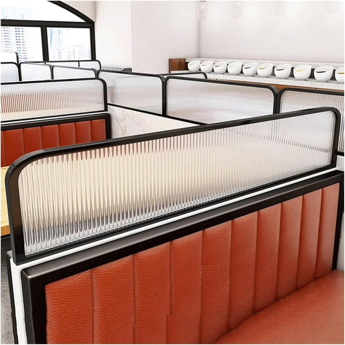 Decoratieve Ruimteverdeler met Gestreepte Grille in Zwart, Hoogte: 30 cm of 50 cm