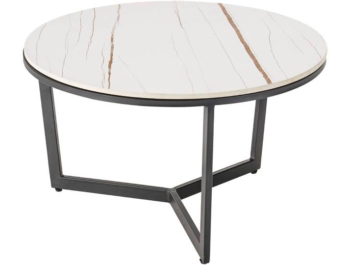Couchtisch STOLKOM HARPER 2 , schwarz (schwarz, weiß, schwarz, weiß), Tische, Couchtisch, rund Keramik, Tisch-Platte marmorisiert