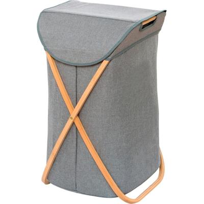 Wäschesortierer WENKO "Bahari", braun, B:40cm H:68cm T:46cm, Bambus, Baumwolle, Polyester, Wäschesammler, Wäschesortierer