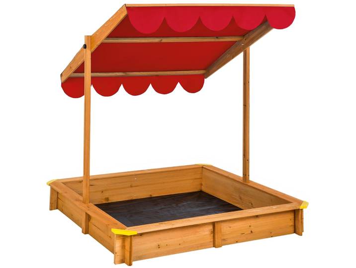 Zandbak Emilia met verstelbaar dak 120x120x120cm - rood