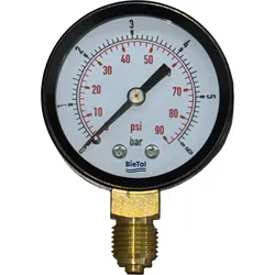 BieTal® Arbeitsmanometer Manometer 50mm mit 1/4 Zoll Gewinde - Anzeige 0-6 bar