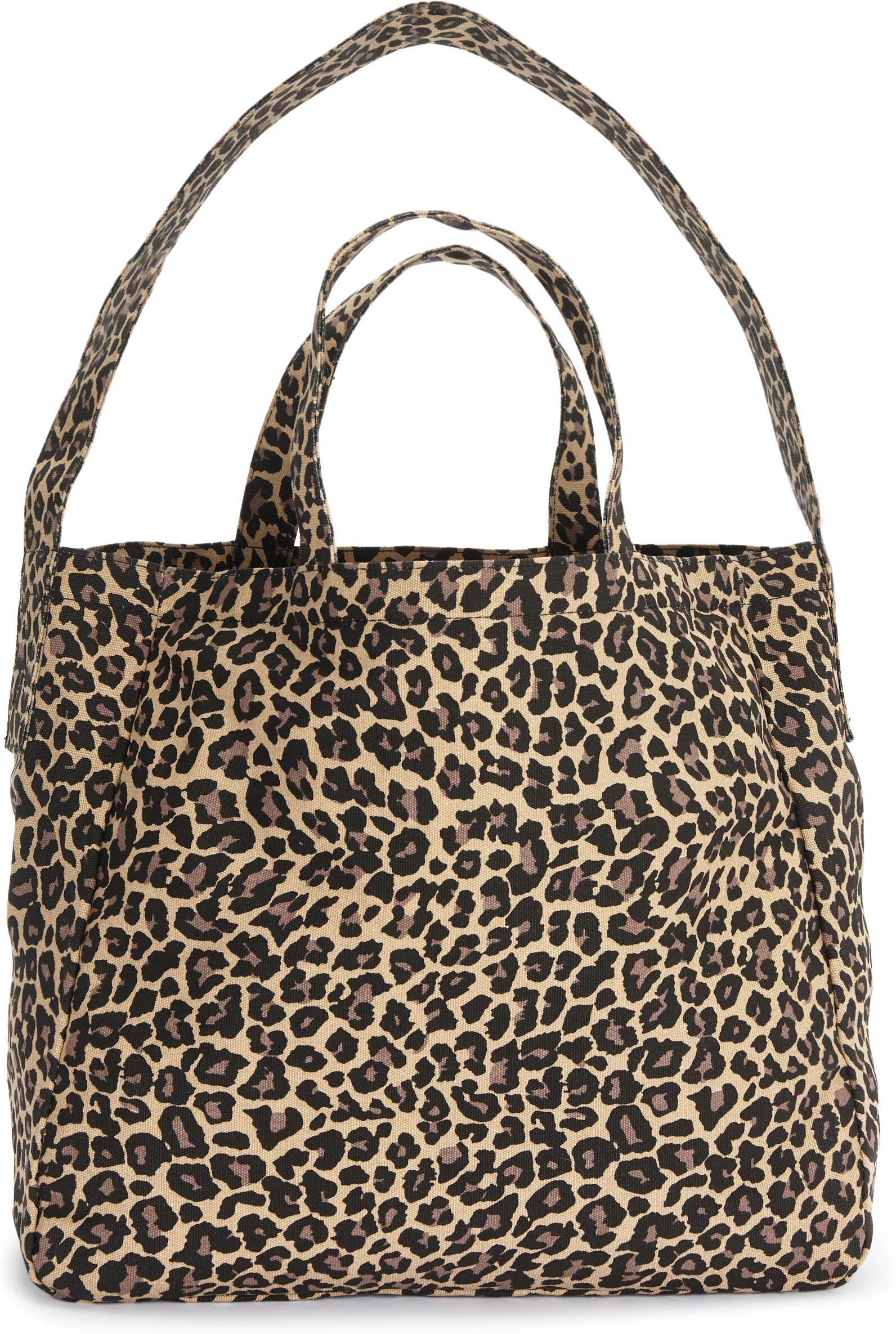 Shopper FRENCH CONNECTION "Sommertasche, Badetasche, Schultertasche, Einkaufstasche, Tragetasche", Damen, Gr. B/H/T: 39cm x 34cm x 16cm, braun (leo), Stoff, Textil, gemustert, Taschen Shopper, Strandtasche, Handtasche im Animal-Look mit zwei Henkellängen 