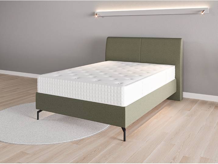 Boxspringbett 140x200 Nr. 2 - Grün (Farngrün) - Feiner Strukturstoff