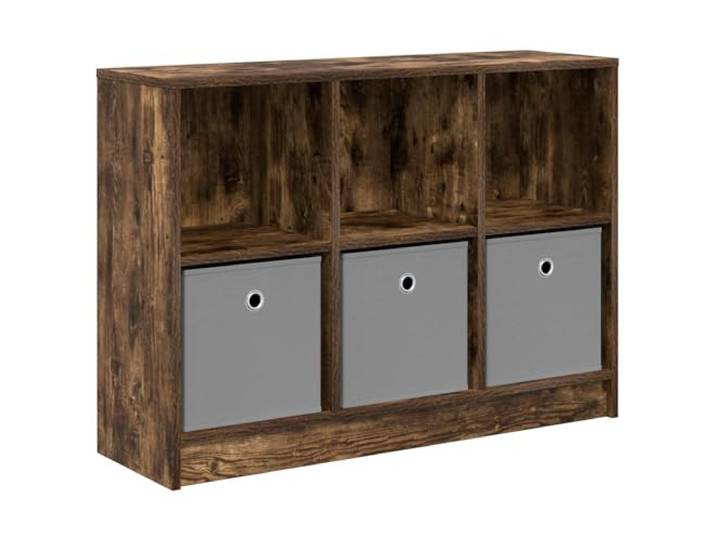 GFMGUEMV Sideboard Geräucherte Eiche 88,5 x 27,5 x 63,5 cm Holzwerkstoff Moderne Aufbewahrung, geräumige Regale, versenkte Griffe, freistehend, minimalistisch