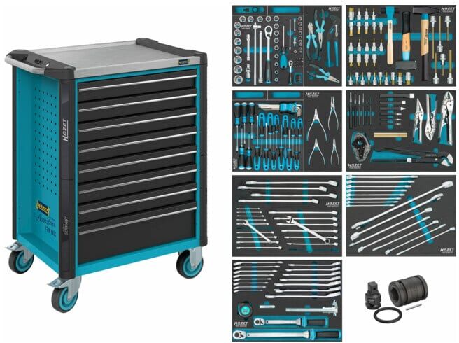Servante d’atelier servante d'atelier Assistent Hazet 179NX-8/206, tiroir plat: 8 x 81 x 522 x 398 mm, nombre d'outils : 206 (179NX-8/206)