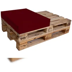 TexDeko Halbes Palettenkissen 60x80x12cm Loungekissen Wasser-& schmutzabweisend, abnehmbarer Bezug mit Reißverschluss, waschbar (Bordeaux)