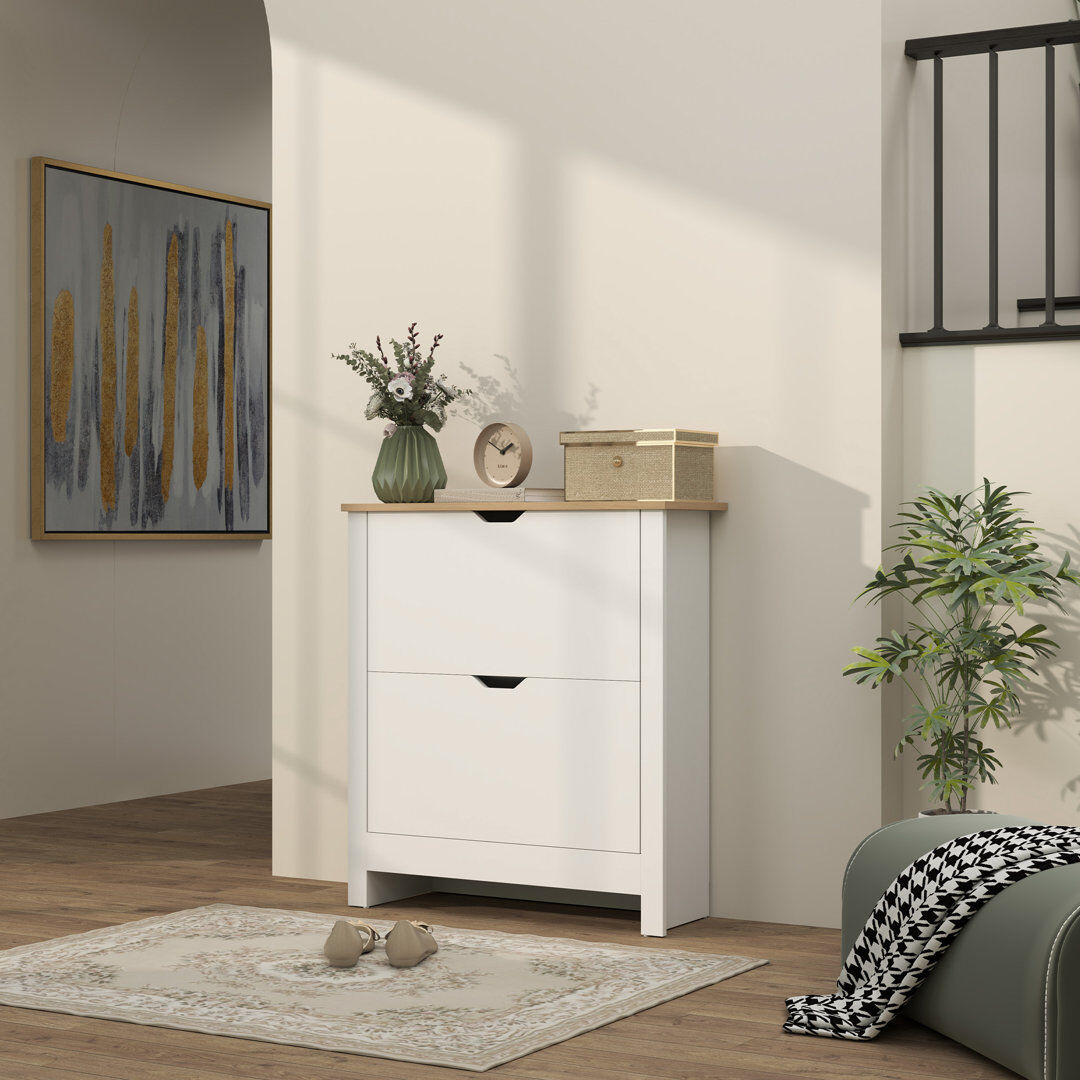 17 Stories 12 Pair Shoe Storage Cabinet High Gloss White 12