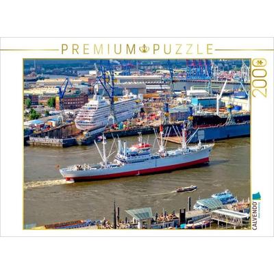CALVENDO Puzzle Hamburg Hafenpanorama mit Museumsschiff Cap San Diego | 2000 Teile Lege-Größe 90x67cm Foto-Puzzle für glückliche Stunden