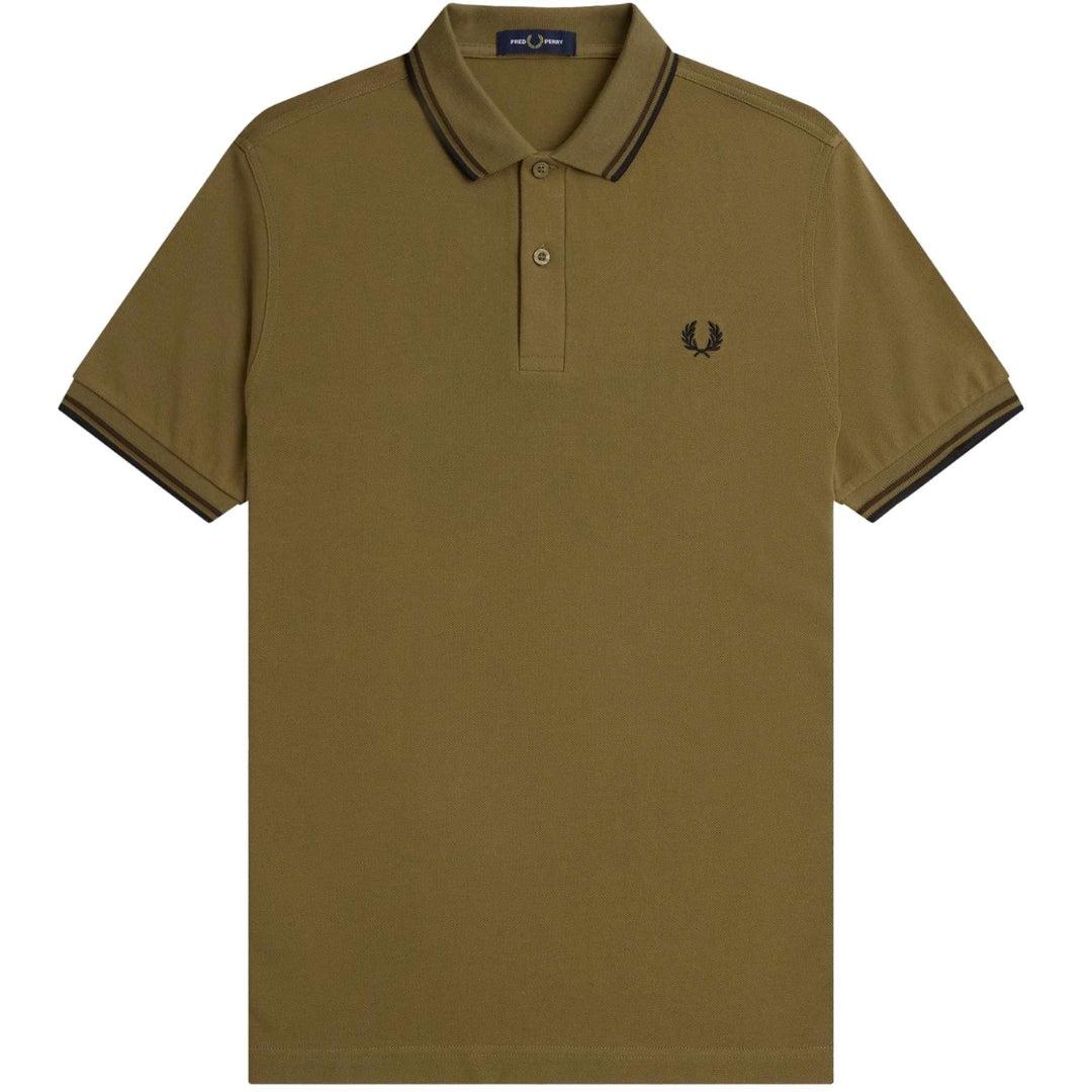 Fred Perry Zwart Dubbelpuntkraag Donkerbruin Poloshirt