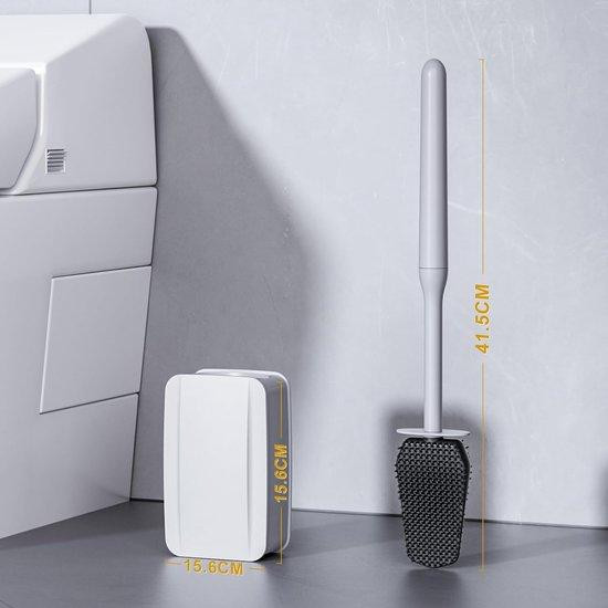 Unyqoos Siliconen toiletborstel met wandmontage en houder - Zwart
