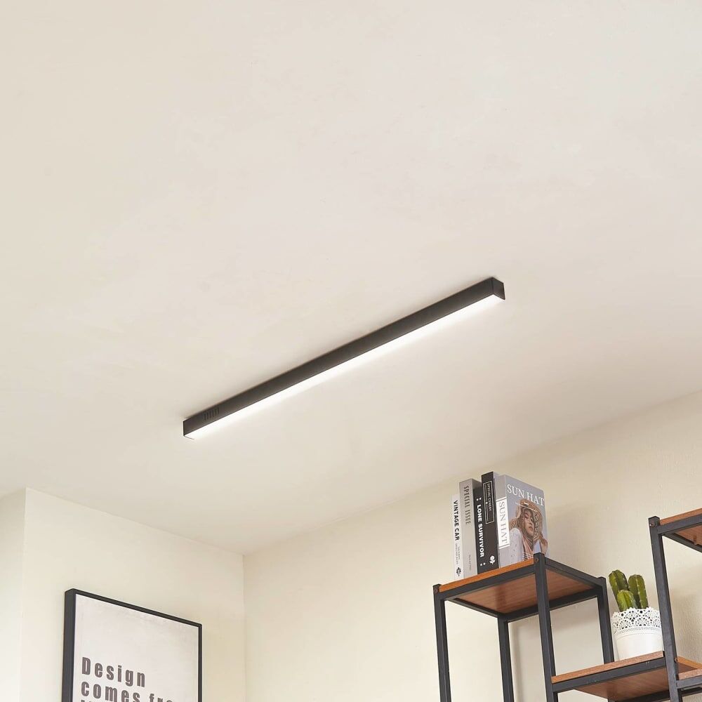Lucande Lámpara de techo led de aluminio negro