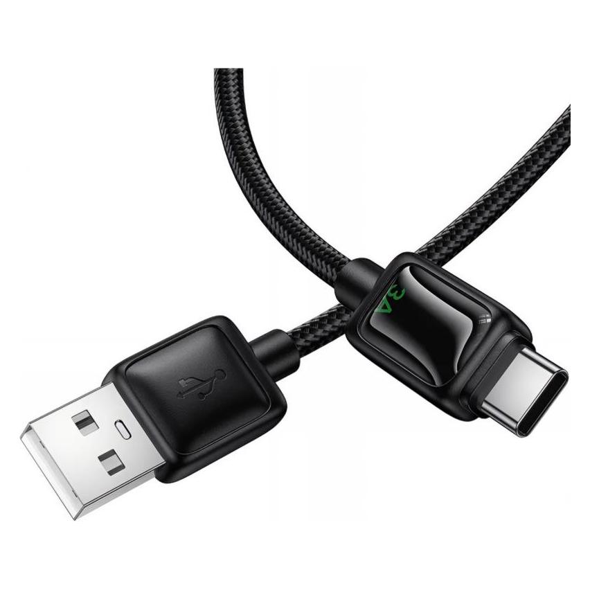 Hoco Cable Cable with LCD USB A to USB C 3A 1,2 m U146 black (1.20 m) (66206104)