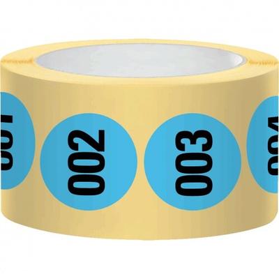 Aufkleber I Markierungspunkt, numeriert 001-500, hellblau, Haftpapier, ablösbar, Ø 25mm, 500/Rolle
