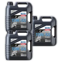 3x Motoröl LIQUI MOLY 1689 Motorbike 4T 15W-50 Street 4 Takt synthetisch 4 Liter