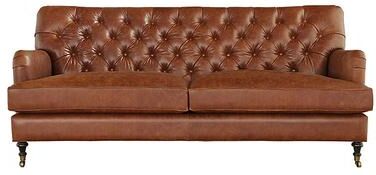 Maggie Leather Sofa - Tobacco Leather, Tobacco Sierra - Ballard Designs