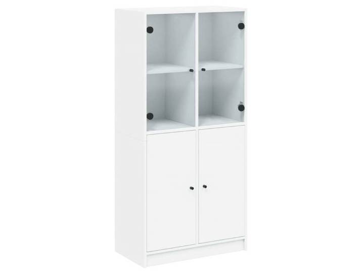 Buffet de Rangement(1 pc) Vaisselier haut Meuble Polyvalent avec portes blanc 68x37x142 cm bois d'ingénierie B6055