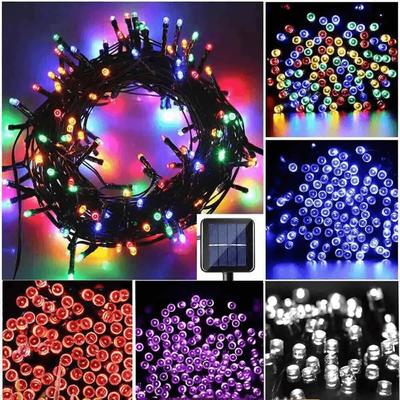 DynamicDeals LED Solar String Lights Outdoor Garden Party Decor, Waterproof Fairy Wedding Lamp, Adjustable Solar Panel For Events blue