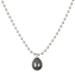 PERLEA Collier Tahitizucht- perle 9-10mm Silber rhodiniert
