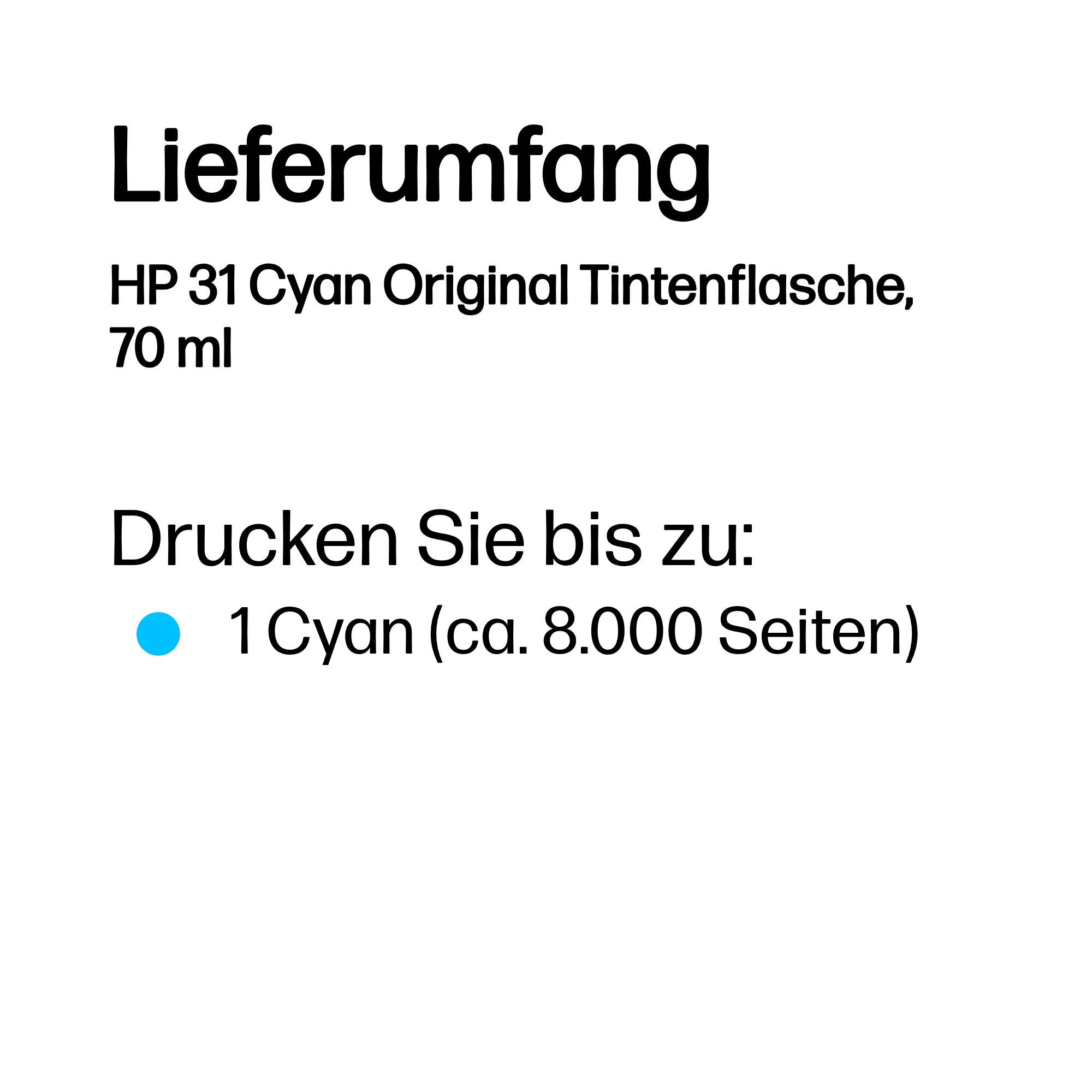 HP originale Druckerpatronen Cyan 70 ml Nr.31 1VU26AE