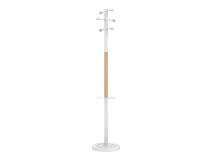 UNILUX Access Portemanteau sur Pied 6 Patères avec Porte-Parapluies et Egouttoir 175 x 34cm Bois/ Blanc