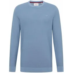 MUSTANG Herren Strickpullover - Elliot, Flat Knit, Baumwolle, Rundhals, einfarbig Mittelblau / 3XL