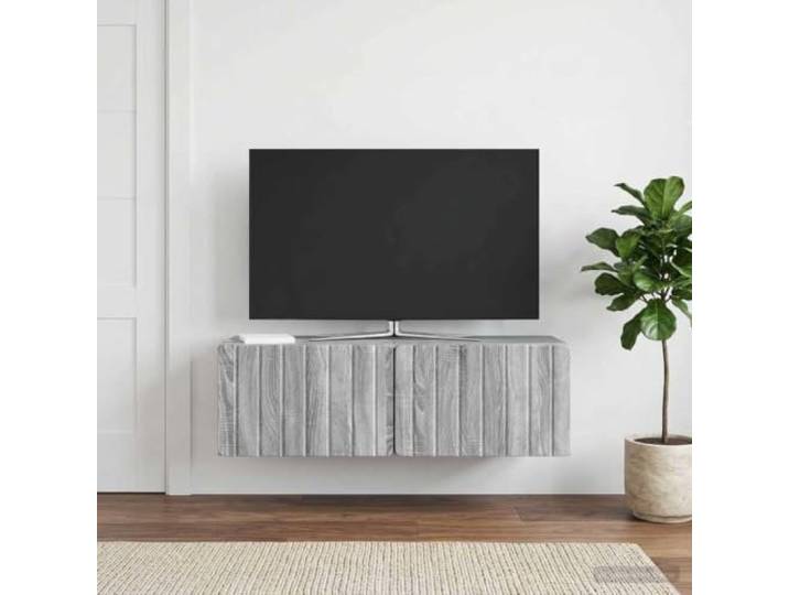 GKMBCVDFR Wandmontierter TV-Schrank 98x41x30 cm Sonoma-Grau Stabile Holzwerkstoff-Konstruktion, schwenkbare Türen, wandmontiert, minimalistisch, pflegeleichte Oberfläche