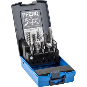 PFERD-TOOLS Fräser 82 Z3, HSS Frässtifte, 6mm, 10-teiliges Set, in Kunststoffkassette, für Metall