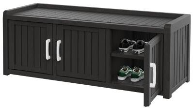"47"" Shoe Storage Cabinet, Waterproof Durable Resin Shoe Closet for Indoor Outdoor, 3 Doors"