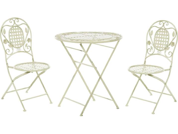 BELIANI Bistroset hellgrün Metall 2er Balkon Terrasse Zusammenklappbar Garten romantisch