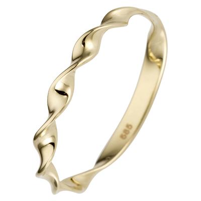 Fingerring JOBO Gr. 52, gelb (gelbgold 585), Fingerringe, Damen, 52, Gelbgold 585, Fingerring, gedreht 585 Gold